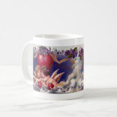 ヴィンテージバレンタインデー、Cherubs Hug in Clouds コーヒーマグカップ (正面左)