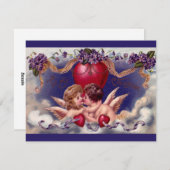 ヴィンテージバレンタインデー、Cherubs Hug in Clouds シーズンカード (正面/裏面)