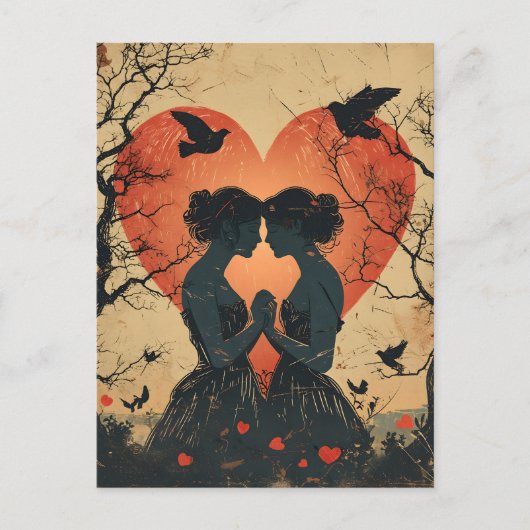 ヴィンテージバレンタインデーLGBTQ ポストカード (正面)