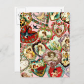 ヴィンテージバレンタインハート シーズンポストカード (正面/裏面)