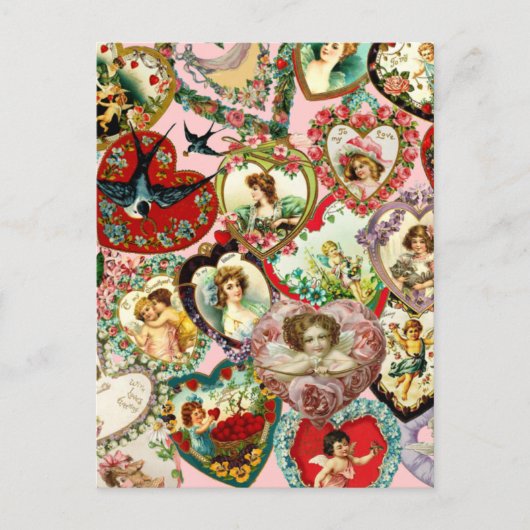 ヴィンテージバレンタインハート シーズンポストカード (正面)