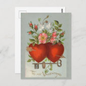 ヴィンテージバレンタインハート ポストカード (正面/裏面)