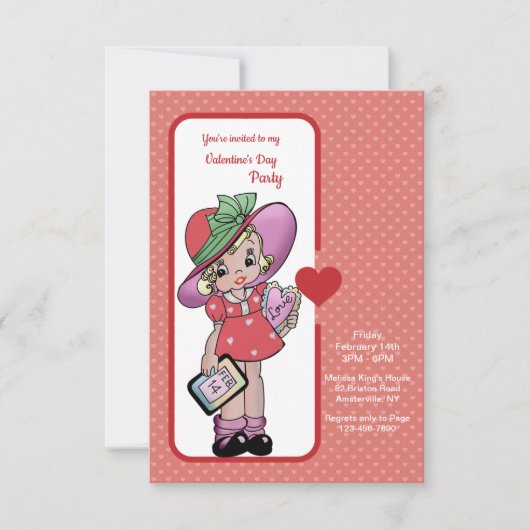 ヴィンテージバレンタインパーティの招待状 招待状 (正面)