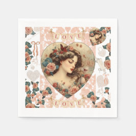 ヴィンテージバレンタインパーティー紙ナプキン スタンダードカクテルナプキン