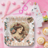 ヴィンテージバレンタインパーティー紙プレート ペーパープレート (パーティー)