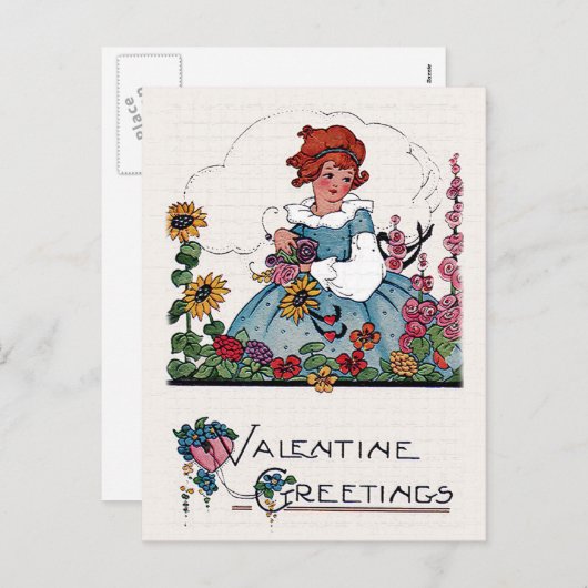 ヴィンテージバレンタインフラワーガーデンカード シーズンポストカード (正面/裏面)