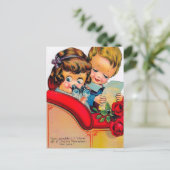 ヴィンテージバレンタインホリデーレトロカップル葉書 シーズンポストカード (スタンド正面)