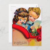 ヴィンテージバレンタインホリデーレトロカップル葉書 シーズンポストカード (正面/裏面)