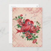 ヴィンテージバレンタインラブバーズカード シーズンポストカード (正面/裏面)