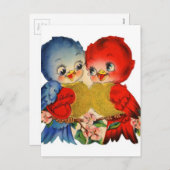 ヴィンテージバレンタインラブバード シーズンポストカード (正面/裏面)