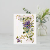 ヴィンテージバレンタインリリーとヴィオレット 箔シーズンポストカード (立ち正面)