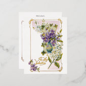 ヴィンテージバレンタインリリーとヴィオレット 箔シーズンポストカード (正面/裏面)