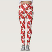 ヴィンテージバレンタインレッドキャットホワイトハートかわいい恋 レギンス (正面)