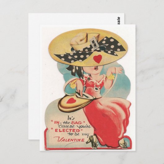 ヴィンテージバレンタインレディ(ビッグハットポストカード付) ポストカード (正面/裏面)