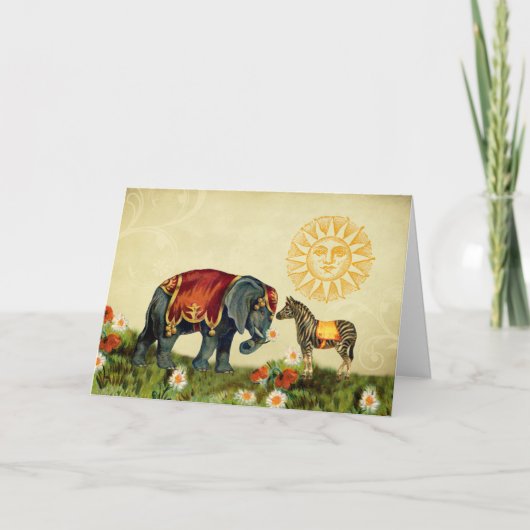 ヴィンテージバレンタイン動物インラブコラージュ シーズンカード (正面)