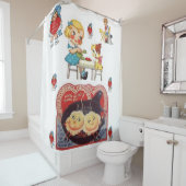 ヴィンテージバレンタイン卵赤い白いショーカーテン シャワーカーテン (インサイチュ)