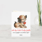 ヴィンテージバレンタイン子猫カー子供へド シーズンカード (裏面)