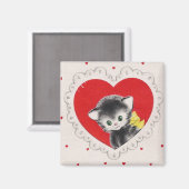 ヴィンテージバレンタイン子猫 マグネット (正面/裏面)