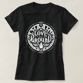 ヴィンテージバレンタイン愛のまわりには全て鳩 – 白 Tシャツ