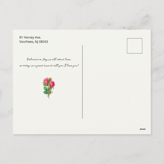 ヴィンテージバレンタイン笑顔のキューピッドと弓 シーズンポストカード (裏面)