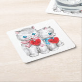 ヴィンテージバレンタイン紙コースター スクエアペーパーコースター (アングル)