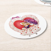 ヴィンテージバレンタイン紙コースター ラウンドペーパーコースター (アングル)