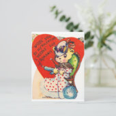 ヴィンテージバレンタイン編み物ベア シーズンポストカード (スタンド正面)