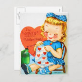 ヴィンテージバレンタイン編み物 シーズンポストカード (正面/裏面)