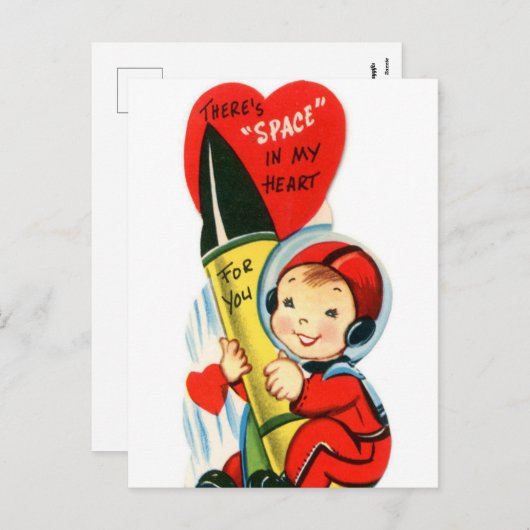 ヴィンテージバレンタイン船少年の休日はがき シーズンポストカード (正面/裏面)