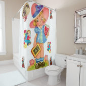 ヴィンテージバレンタイン赤い白いショーカーテン シャワーカーテン (インサイチュ)