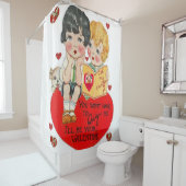 ヴィンテージバレンタイン赤い白いショーカーテン シャワーカーテン (インサイチュ)