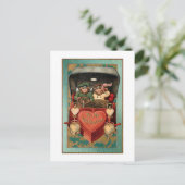 ヴィンテージバレンタイン車にハート ポストカード (スタンド正面)