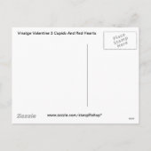 ヴィンテージバレンタイン3キューピッドと赤いハート シーズンポストカード (裏面)