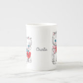 ヴィンテージバレンタイン(オプション)名前をカスタムするマグ ボーンチャイナマグカップ (正面)