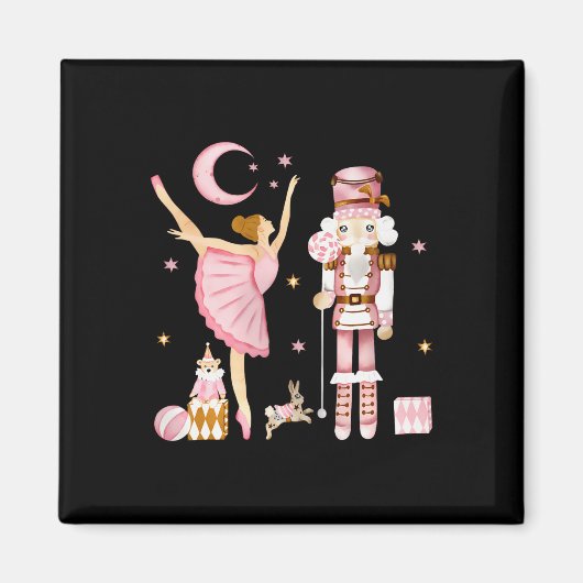 ヴィンテージバレーナツクラッカークリスマスピンククリスマスWome マグネット (正面)