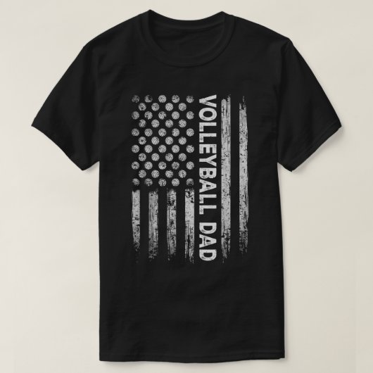 ヴィンテージバレーボールパパUSA国旗レトロファーザーズデー Tシャツ (デザイン正面)