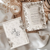 ヴィンテージバロエレガントクフローラオールドマネー結婚ズ 招待状