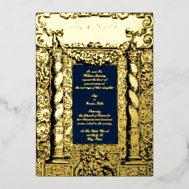 ヴィンテージバロックのソロモニック列の結婚枠 箔招待状