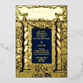 ヴィンテージバロックのソロモニック列の結婚枠 箔招待状 (正面)