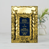 ヴィンテージバロックのソロモニック列の結婚枠 箔招待状 (立ち正面)