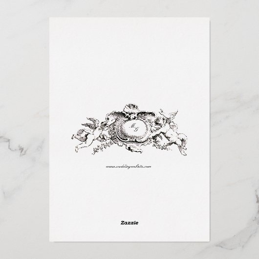 ヴィンテージバロックのソロモニック列の結婚枠 箔招待状 (裏面)