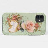 ヴィンテージバロックのピンクのバラの花スワールフローラ Case-Mate iPhoneケース (裏面(横))