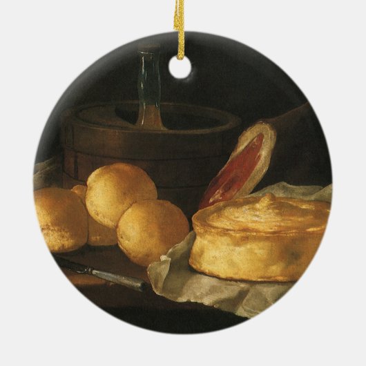 ヴィンテージバロックの残りの生活パン、タルト、ハム セラミックオーナメント (裏面)