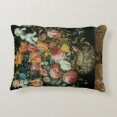 ヴィンテージバロックの静物花が花瓶に アクセントクッション (裏面)
