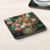 ヴィンテージバロックの静物花が花瓶に コースター (左側)