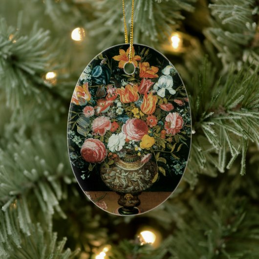 ヴィンテージバロックの静物花が花瓶に セラミックオーナメント (ツリー)
