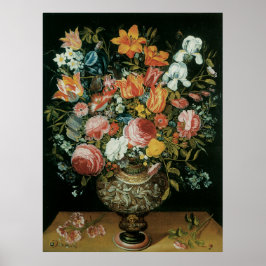 ヴィンテージバロックの静物花が花瓶に ポスター