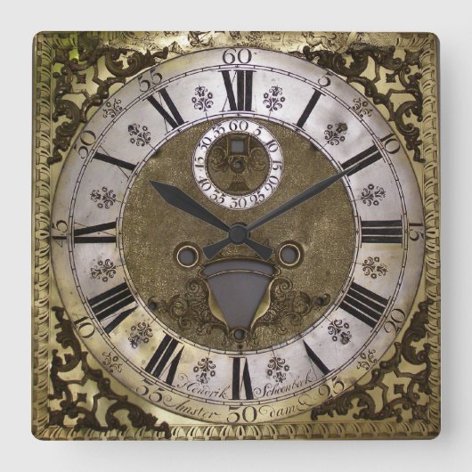 ヴィンテージバロックアンティークレプリカ時計 スクエア壁時計 (正面)