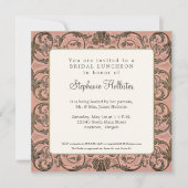 ヴィンテージバロックエレガント赤面金ゴールドブライダルシャワー 招待状 (正面)