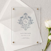 ヴィンテージバロックオーナメントクレストミニマル結婚リスト 招待状